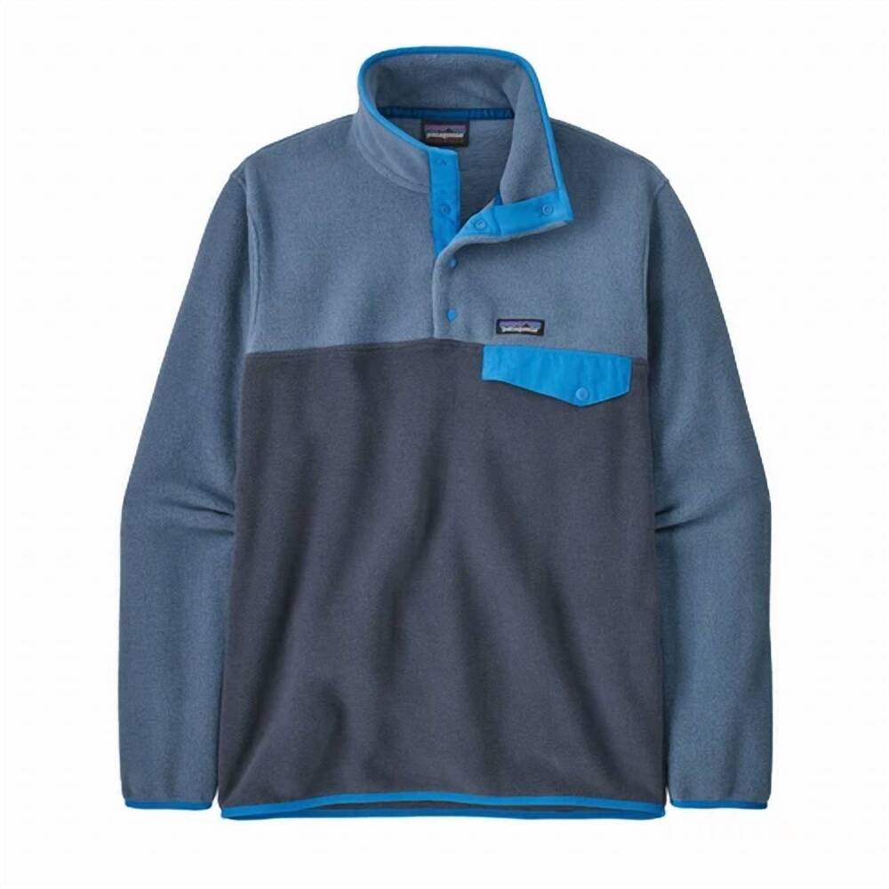 NEW PATAGONIA men's lightweight synchilla snap-t pullover in smolder blue